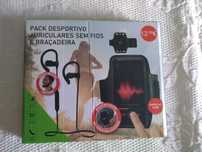 Pack desportivo de auriculares s/fio e braçadeira, NOVO!