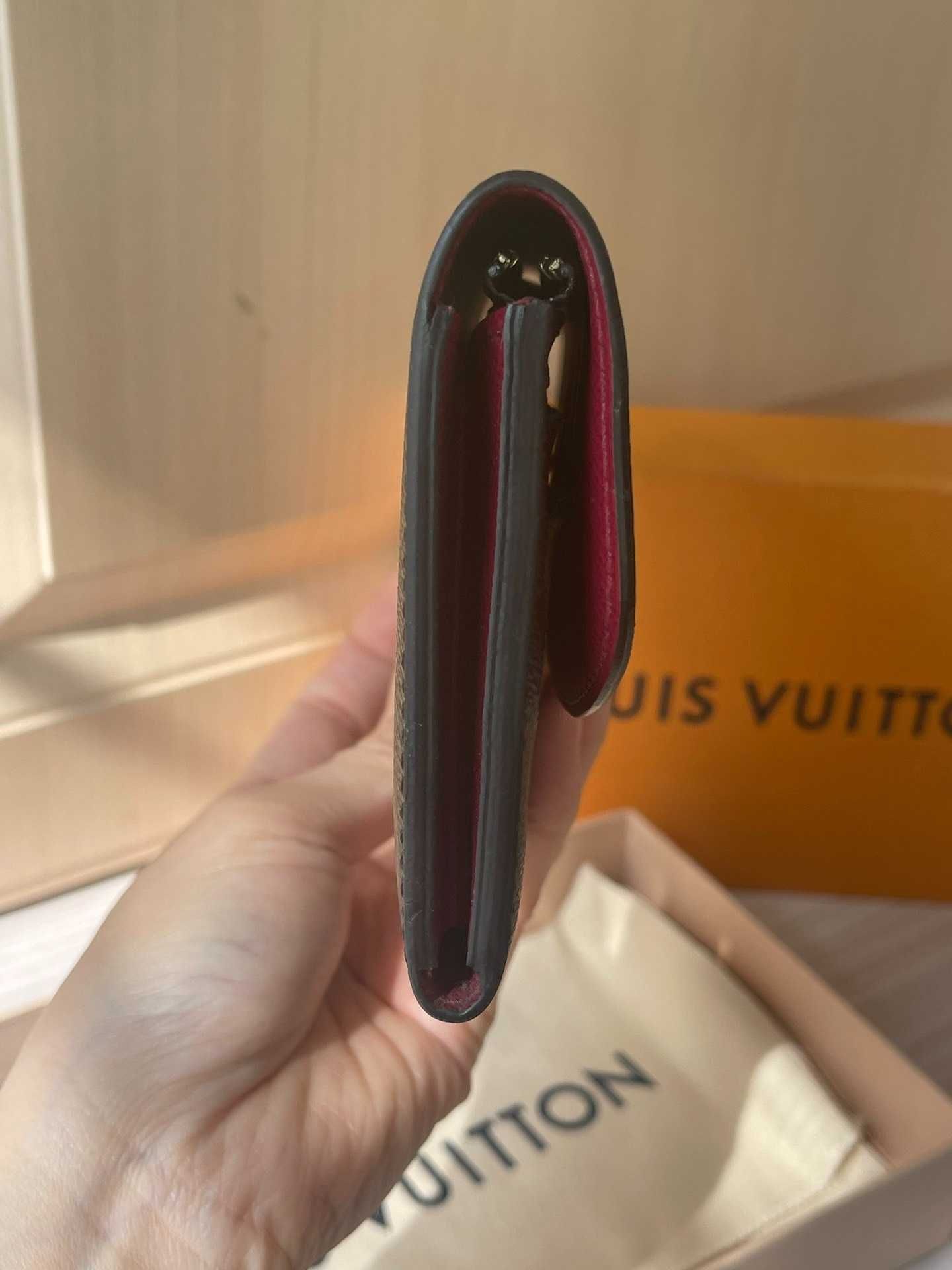 Oryginalny LV Louis Vuitton długi portfel Czerwony przycisk