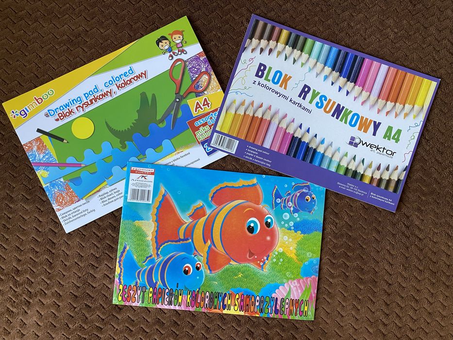 3 Bloka rysunkowy kolorowy A4