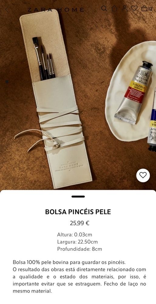 Bolsa Pincéis Pele Zara Home NOVO