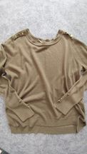 Sweter khaki Dłuższy tył ozdobne guziki do legginsów jeansów XL XXL