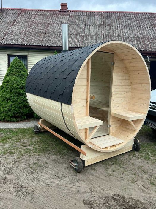 Sauna Ogrodowa Beczka - Szklane koło! 3m