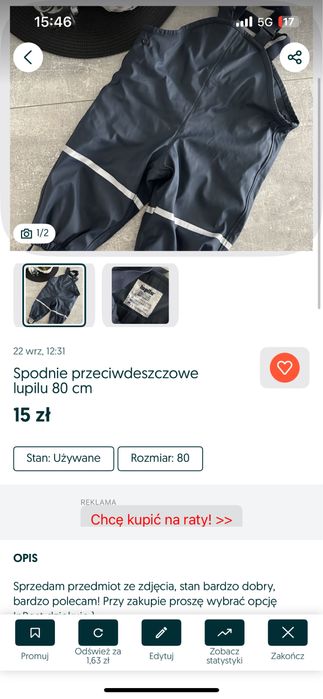 Spodnie lupilu 80