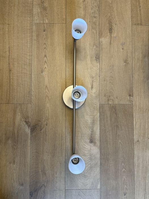 Lampa sufitowa ikea Basisk niklowana białe 3 lampy GU 10