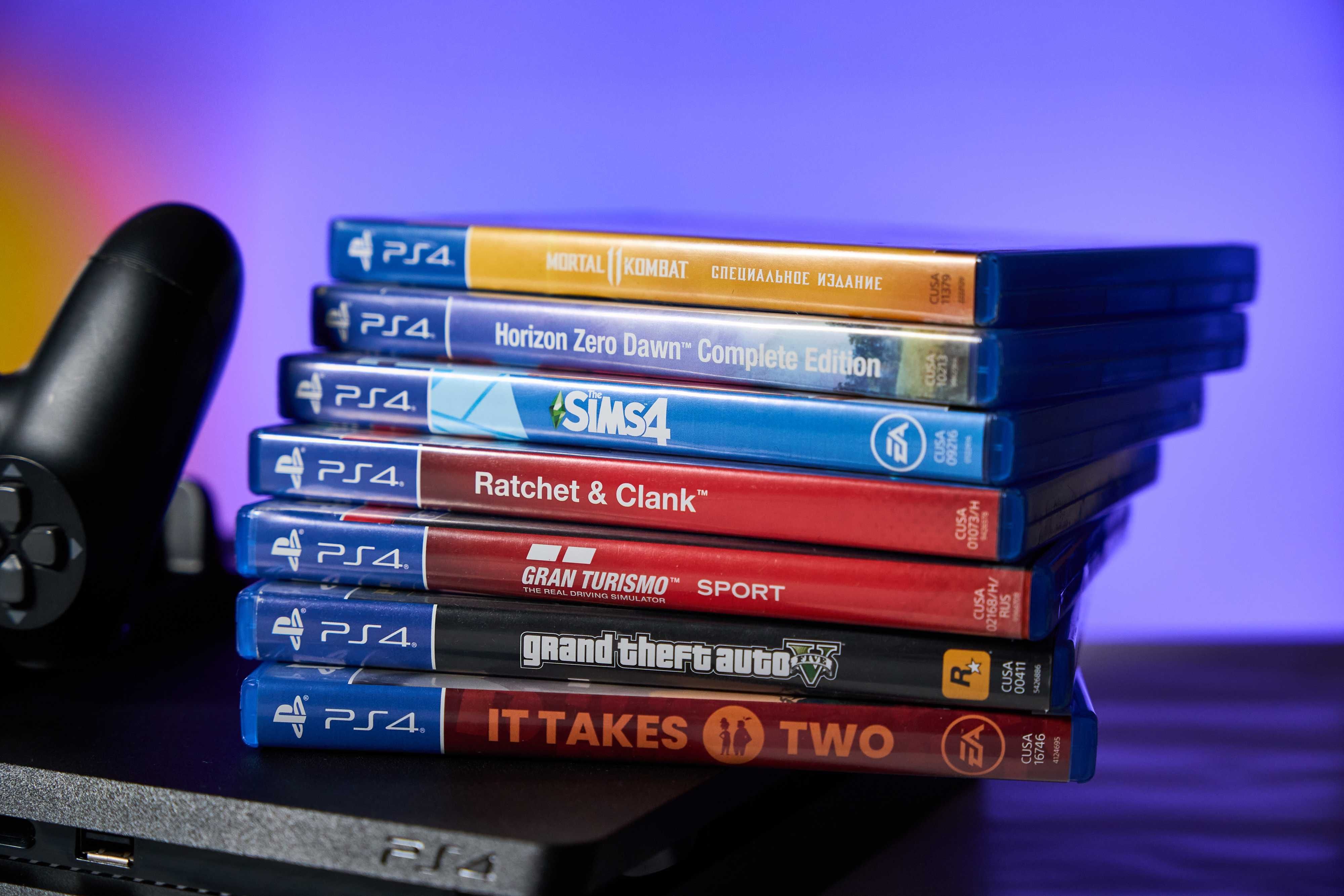 Ps4 Slim 1TB приставка + зарядна станція + 7 дисків