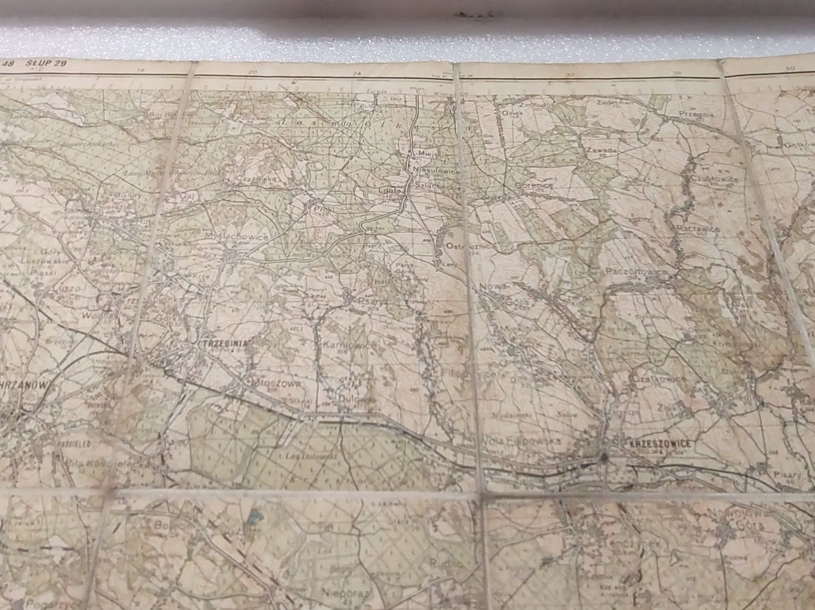 Mapa wojskowa z 1933 r jak widać Chrzanów i okolice , Krzeszowice