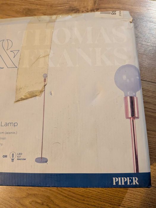 Lampa stojąca podłogowa marmur marmurowa miedź miedziana różowe zloto