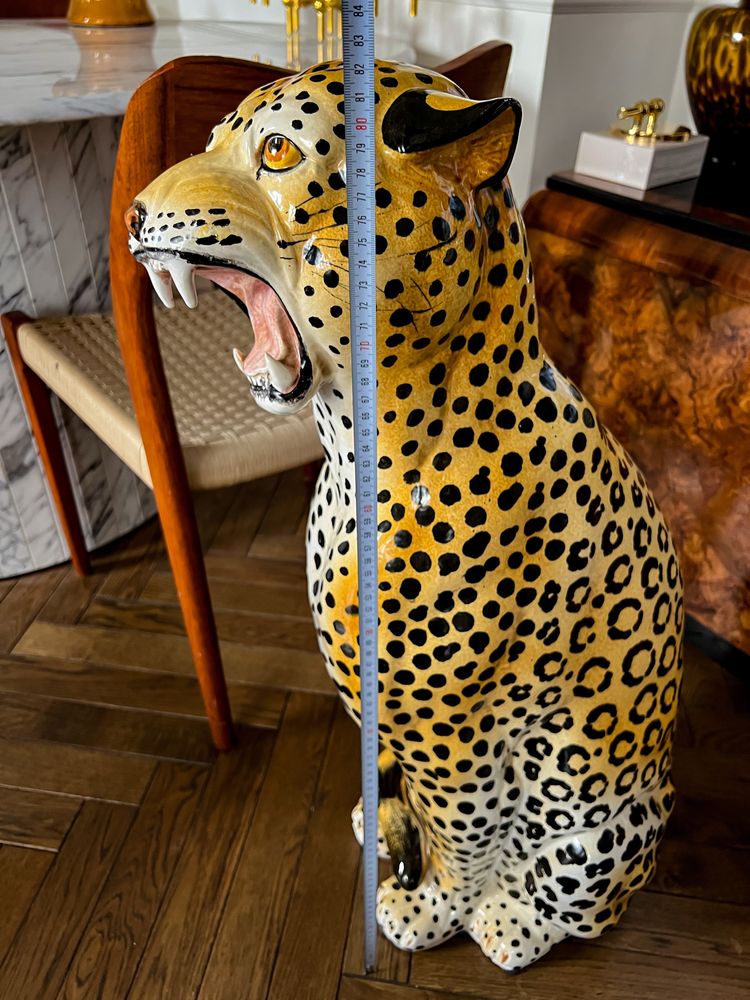 Ogromna figura rzeźba lamparta made in Italy 83cm 15kg 1960 vintage