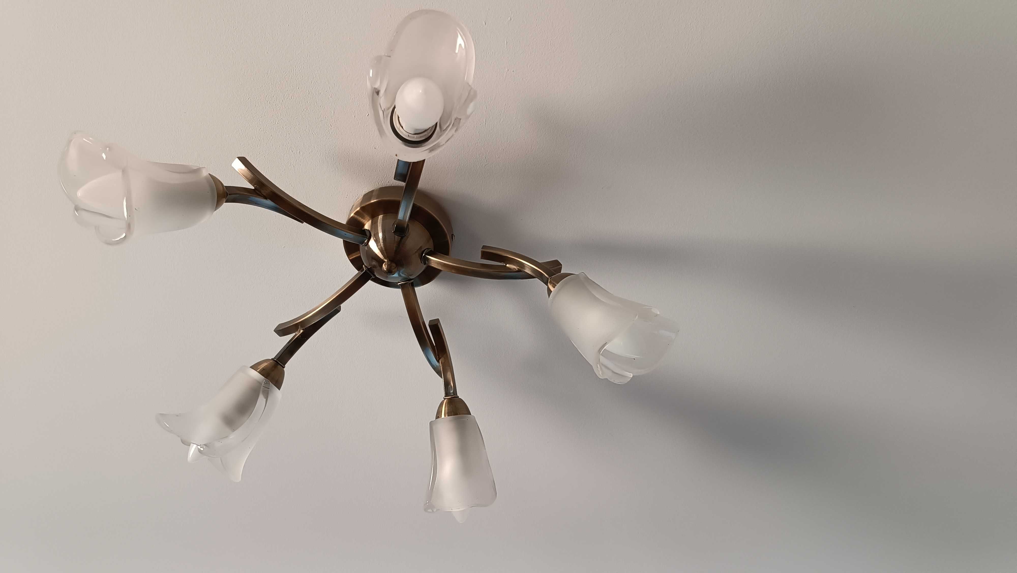 Lampa sufitowa antyczny mosiądz plus kinkiet