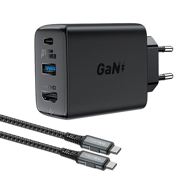 Ładowarka GaN Acefast A17/65W USB-C / USB-A, adapter HDMI 4K 60Hz (zes