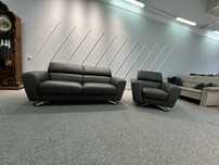 Диван крісло шкіряний темно сірий SofaItaly