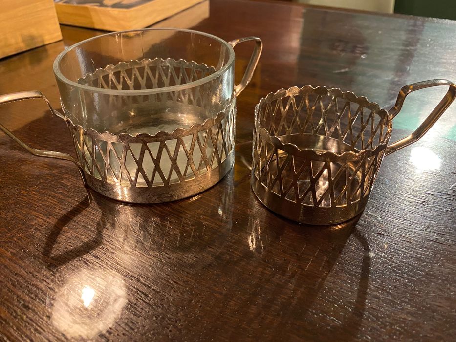 Koszyczki do szklanek i cukiernica PRL Rarytas NOWE !!!