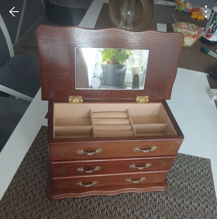 Szkatułka kuferek drewno #antyk dizajn vintage