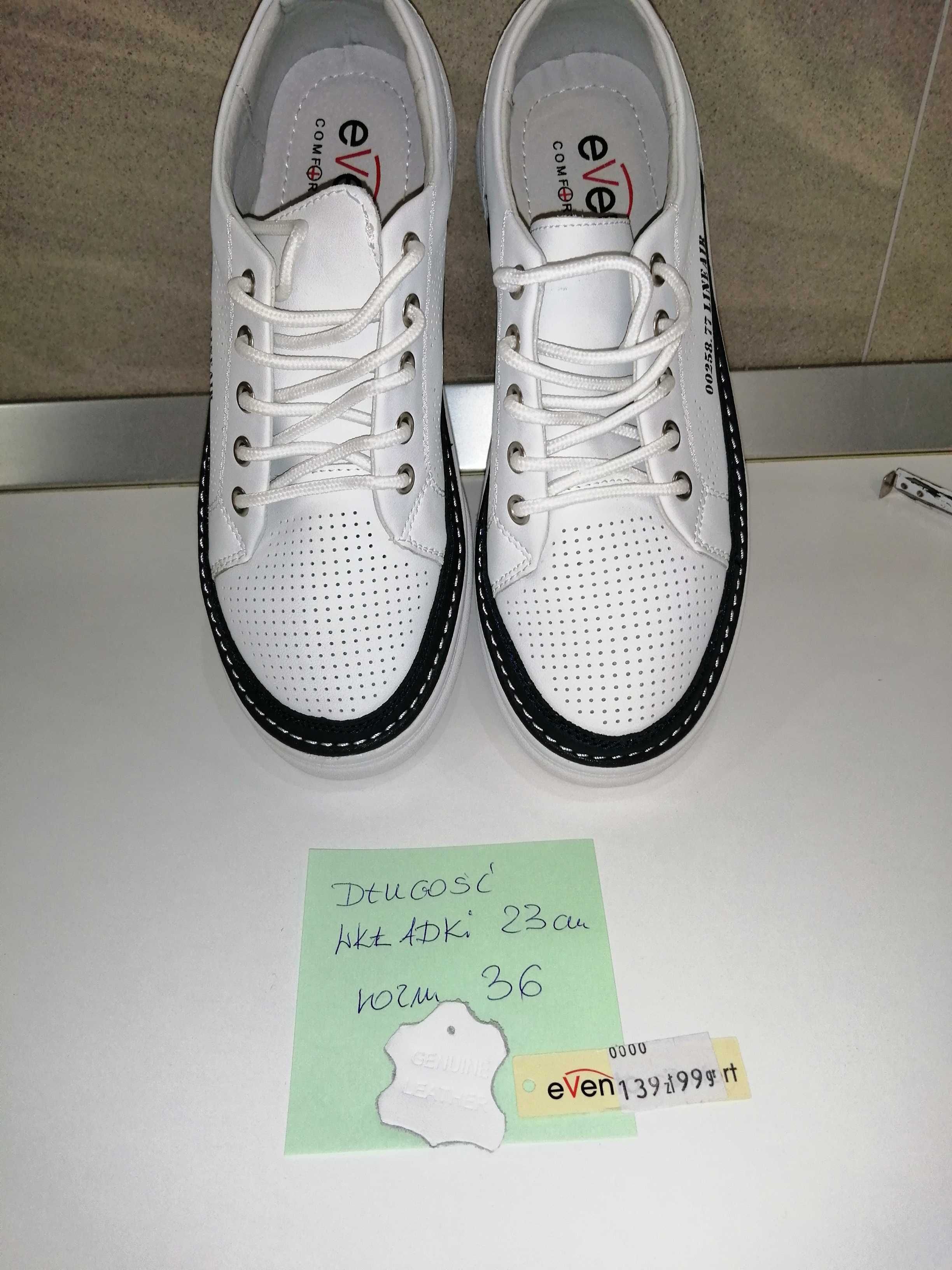 SNEAKERSY Białe półbuty ze skóry rozm.36