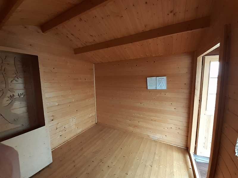 Domek drewniany Grześ z tarasem 3x5 z balika 28mm