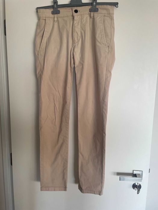 Calças beges, tipo Chinos, com fecho, Zara - 36