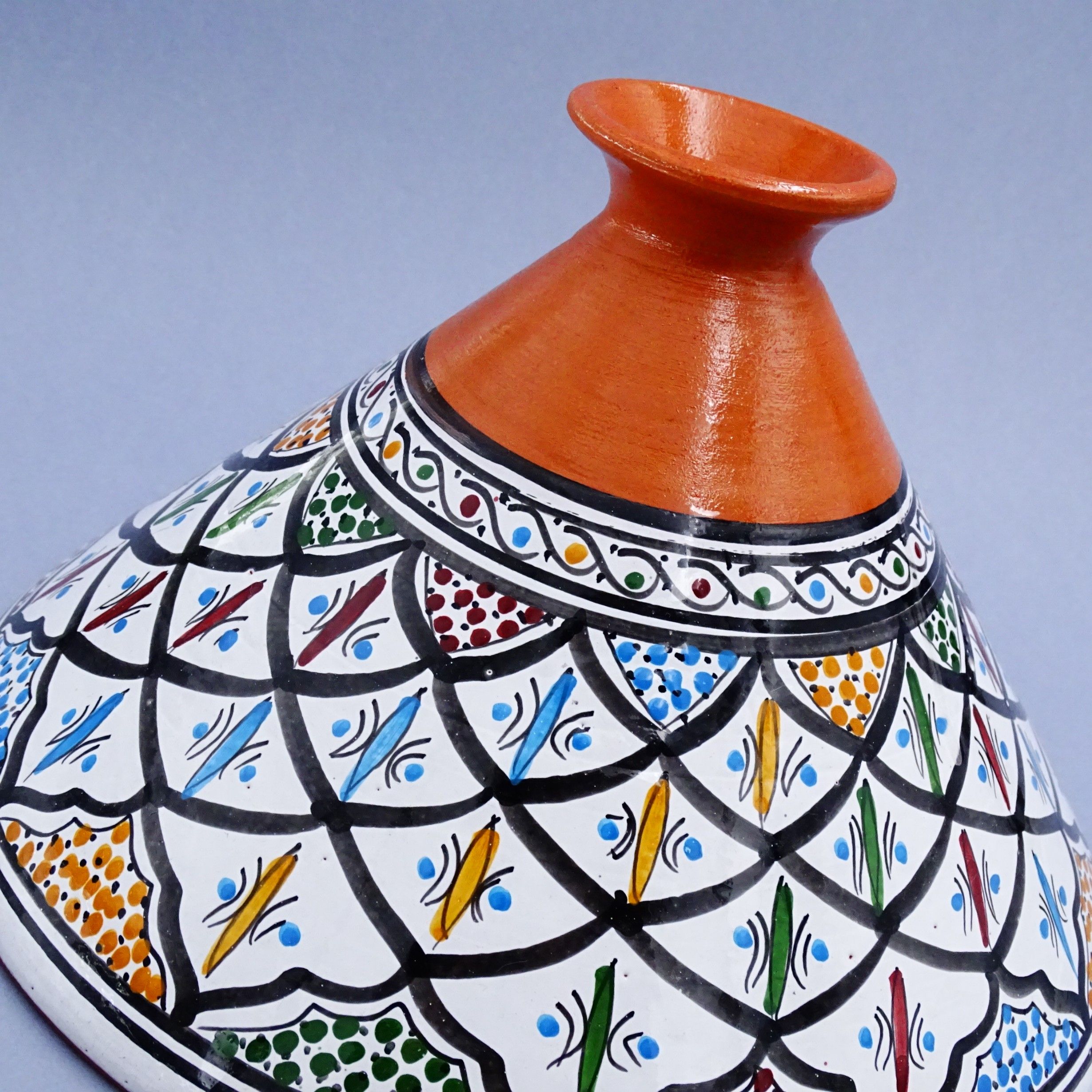 ceramika marokańska ręcznie malowana gliniana przykrywka 28.5 cm