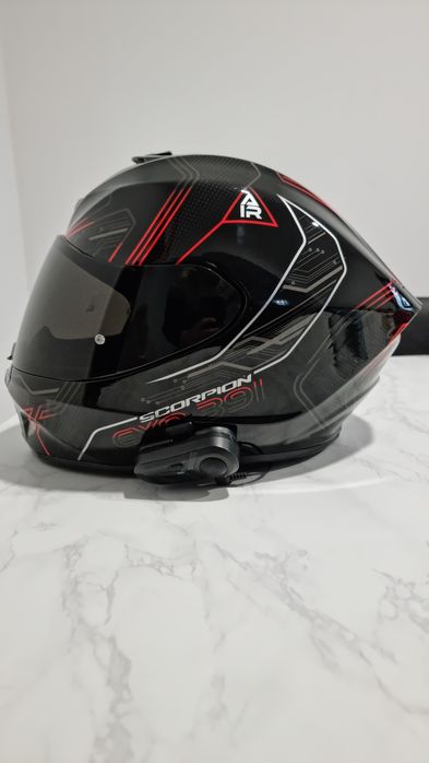 Capacete Scorpion Exo-391 Spada Black / Neon Red + extras