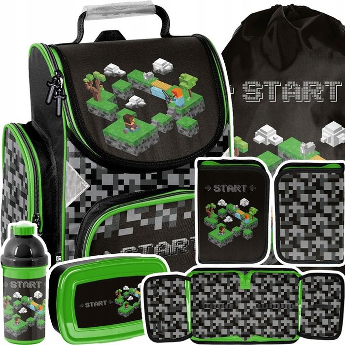 Tornister Plecak Szkolny Gamer Do 1 Klasy Piksele Piórnik Worek