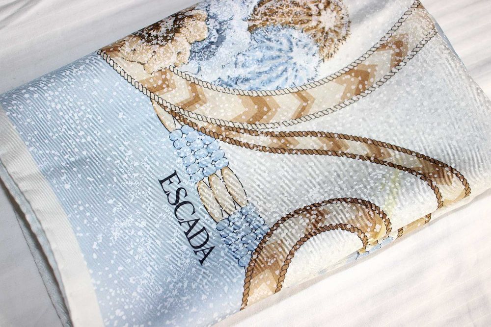 ESCADA Piękna Jedwabna Chusta Apaszka Jedwab 100% 90x92