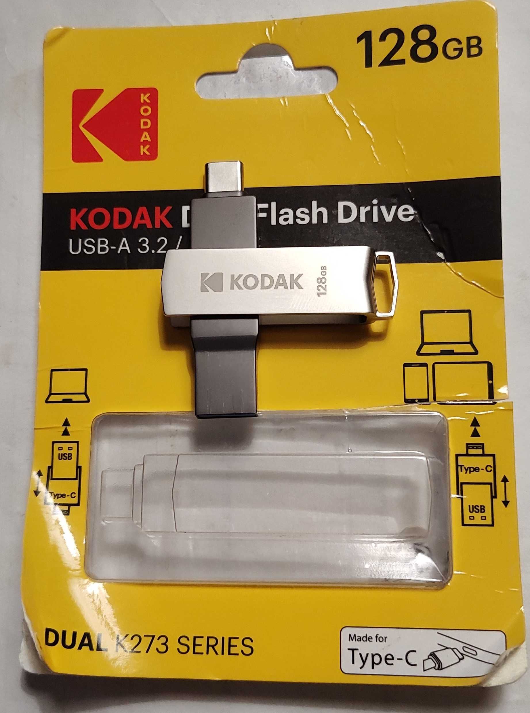 Флешка 128GB Kodak K273 Dual USB 3.2 Type-C для ноутбуків і смартфонів