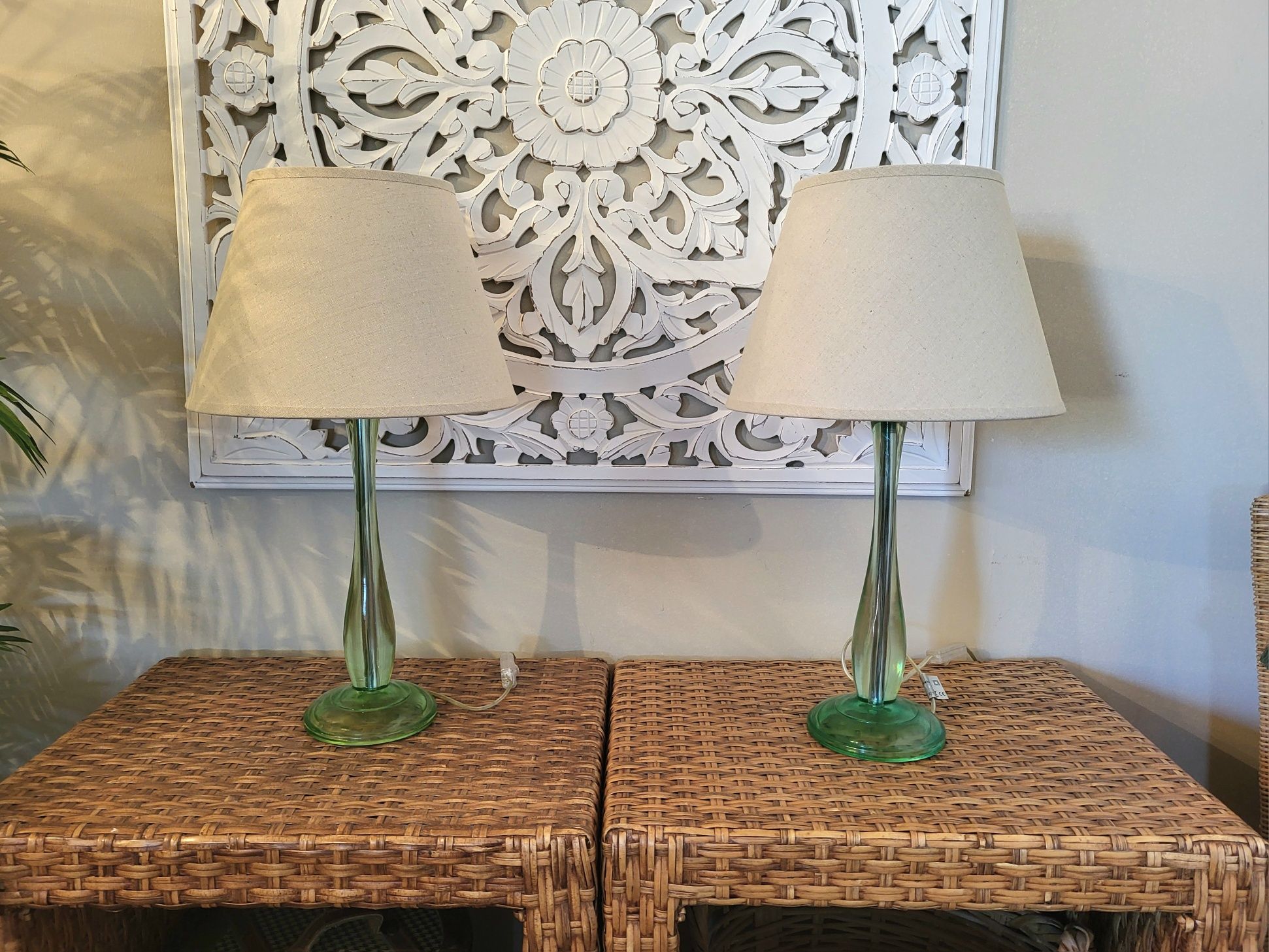 2 mesas, cabeceira, apoio, rattan, oriental, rustico