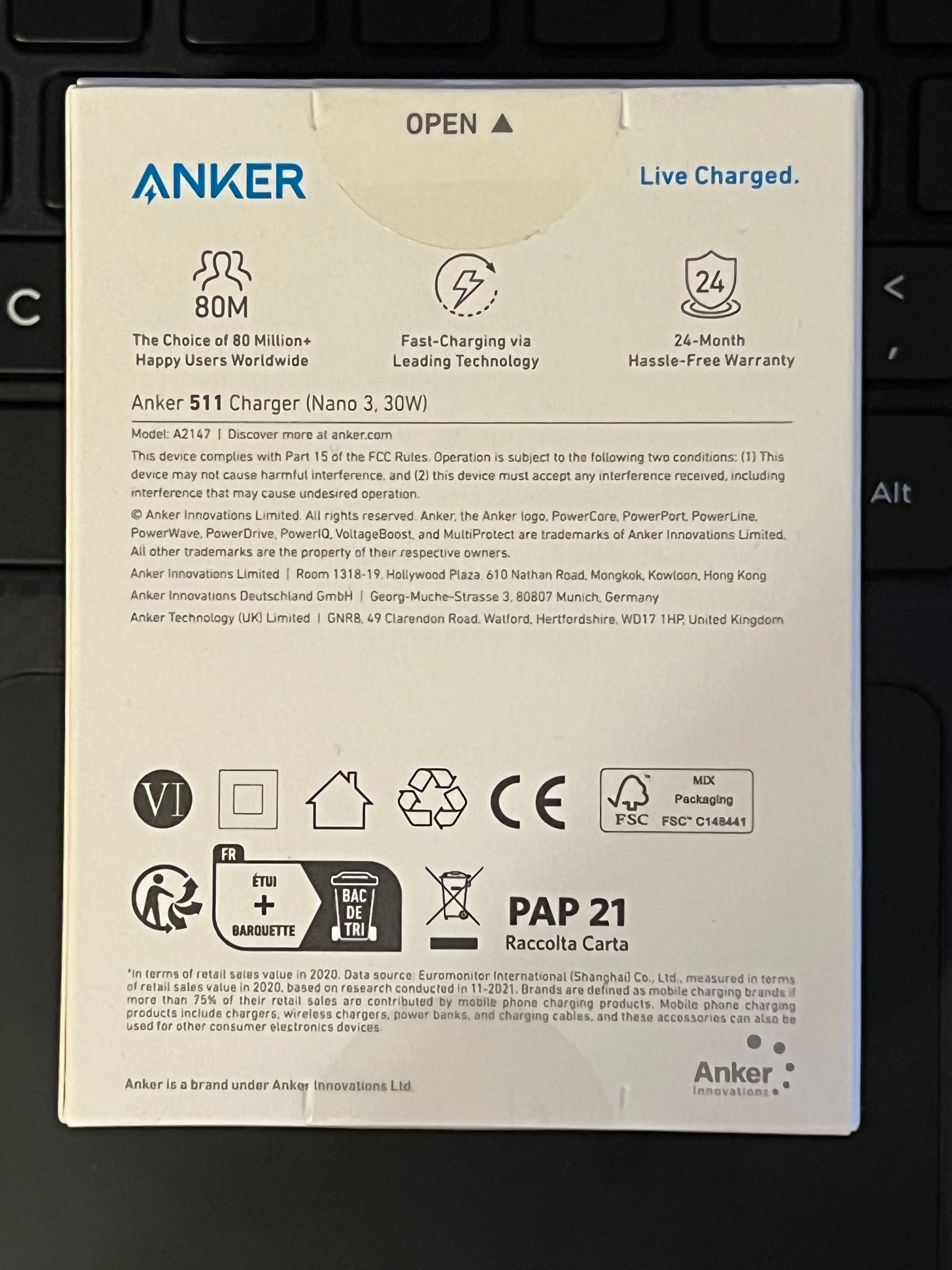 Зарядний пристрій Anker 511 (Nano 3, 30W)
