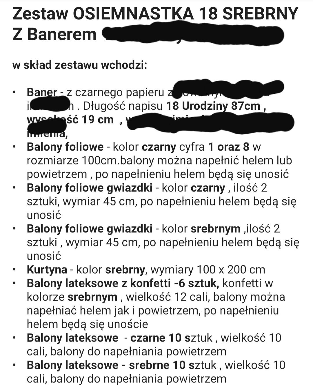 Dekoracje 18 stka wystrój Czarno Srebrny plus dodatki do tortu