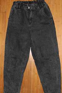 Чорно-сірі (графітові) жіночі джинси, висока талія