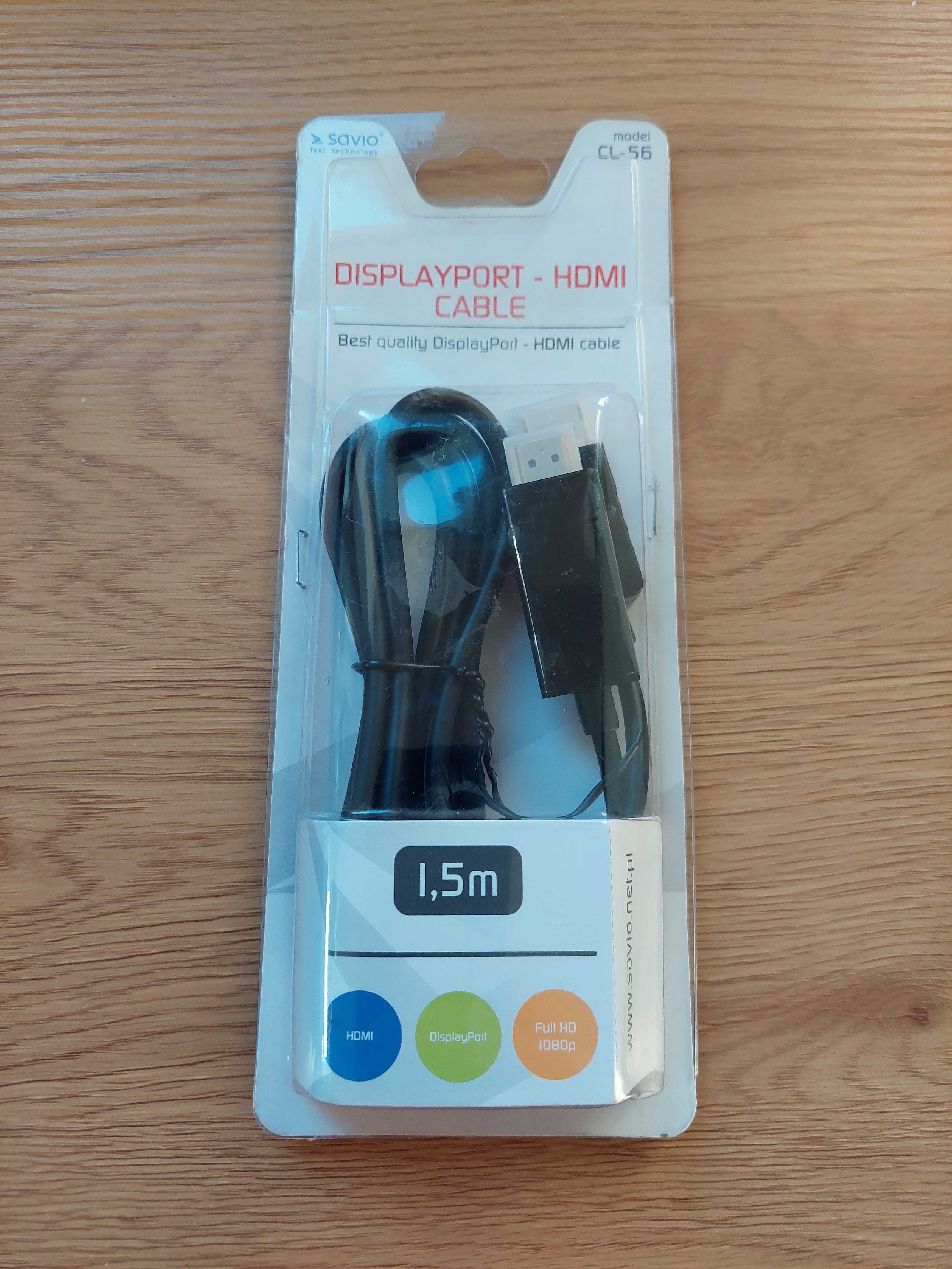 SAVIO Kabel DisplayPort (M) - HDMI (M) 1,5m, CL-56