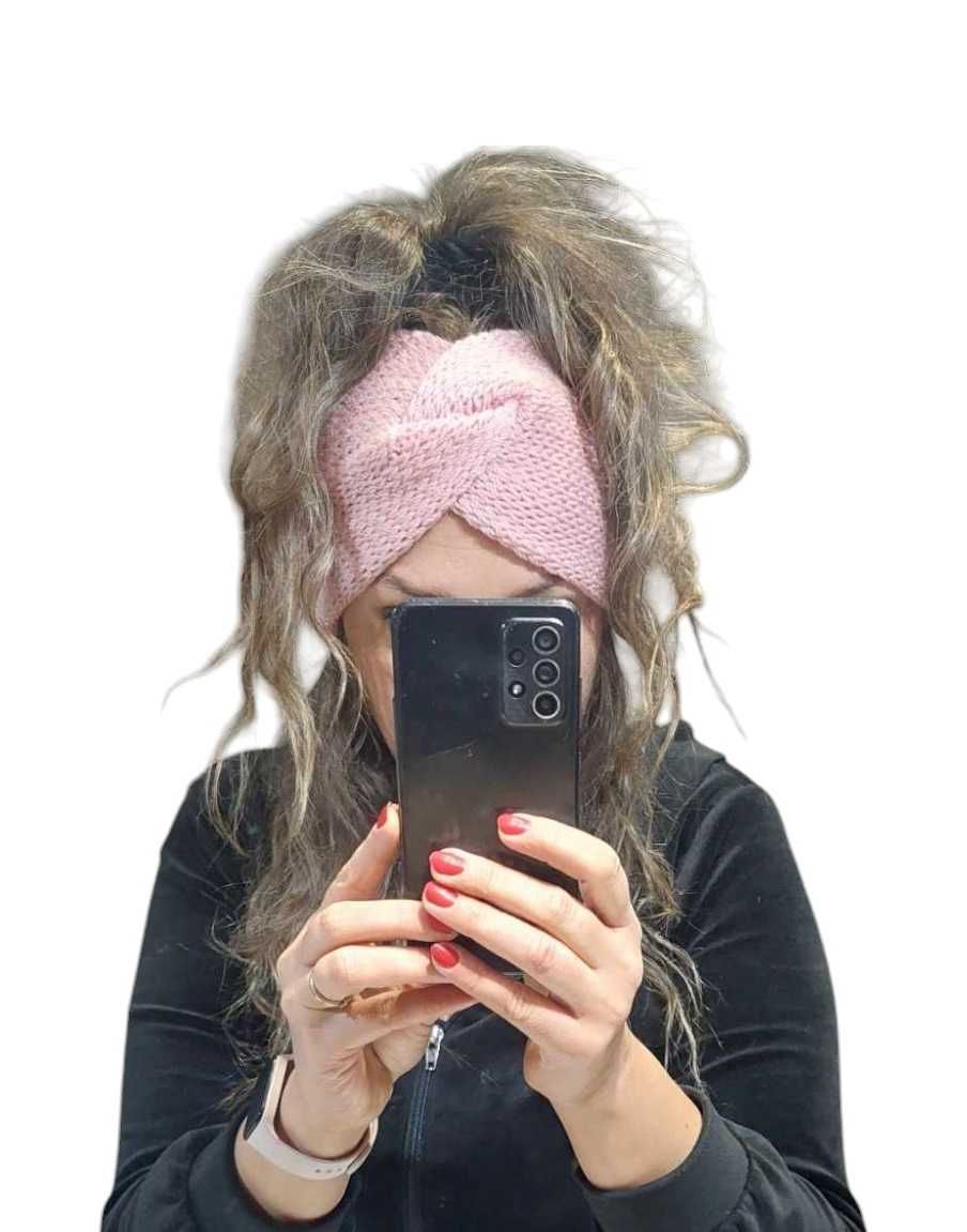 Opaska Handmade turban Węzeł szeroka Podwójna Jesień Zima Dwuwarstwowa