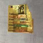Conjunto Notas de 5-500 Euros Design Actual Folha de Ouro de 24k