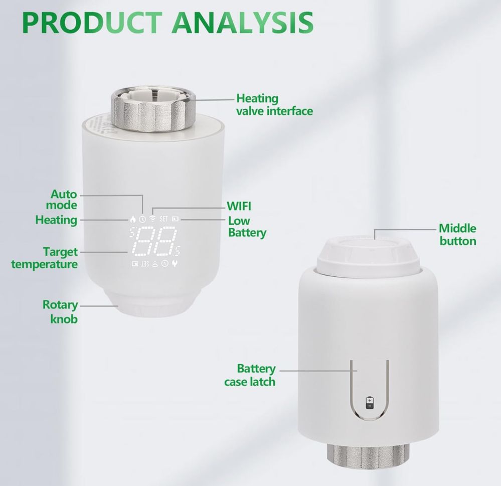 Zigbee Termostat TRV601 z 6 adapterami