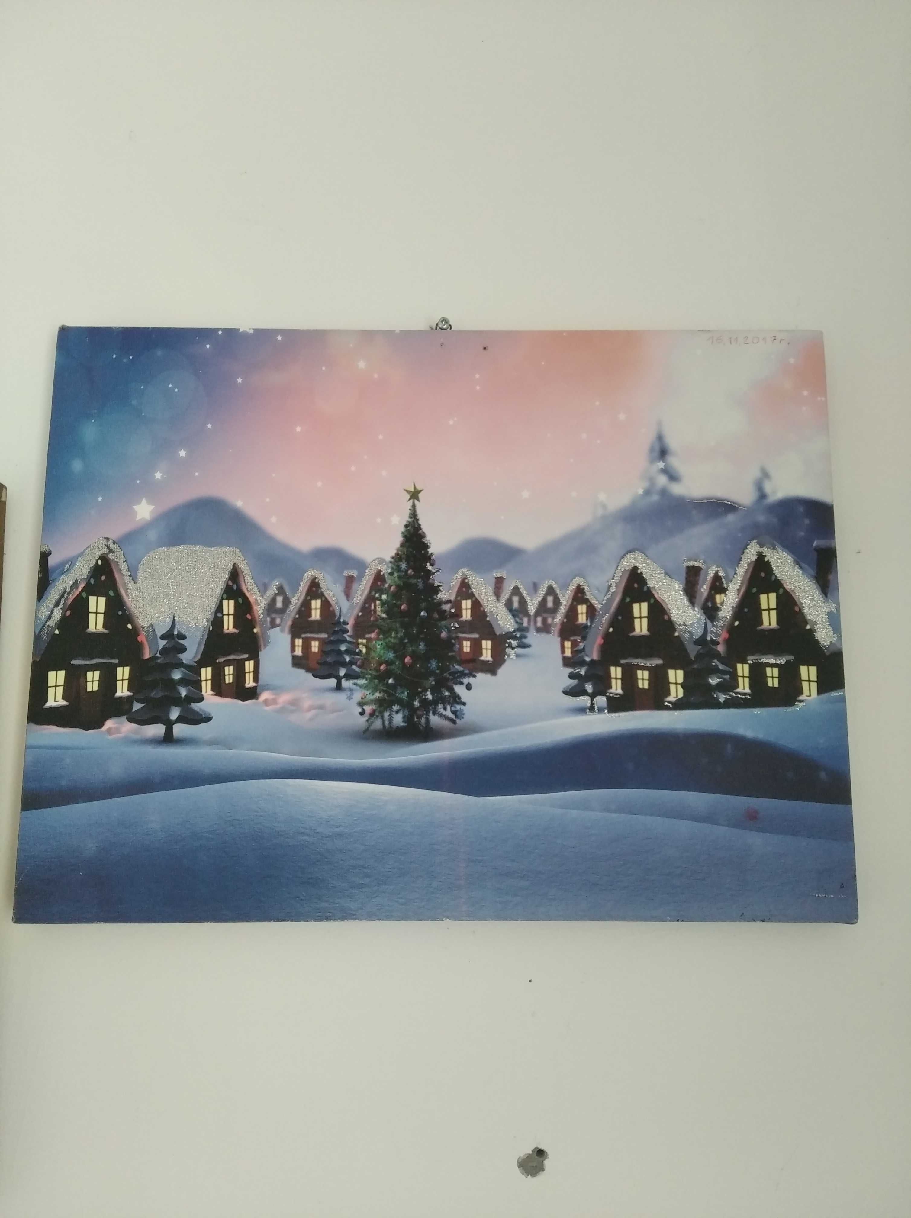 Boże Narodzenie podświetlany obraz 40 x 30 cm może być dla dziecka
