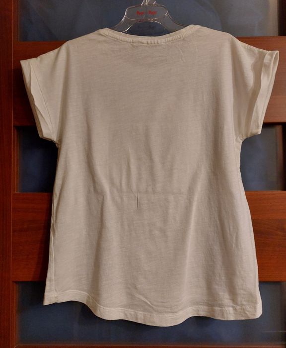 Bluzka biała dziewczęca t-shirt bawełna cekiny Be Happy 140-146 cm
