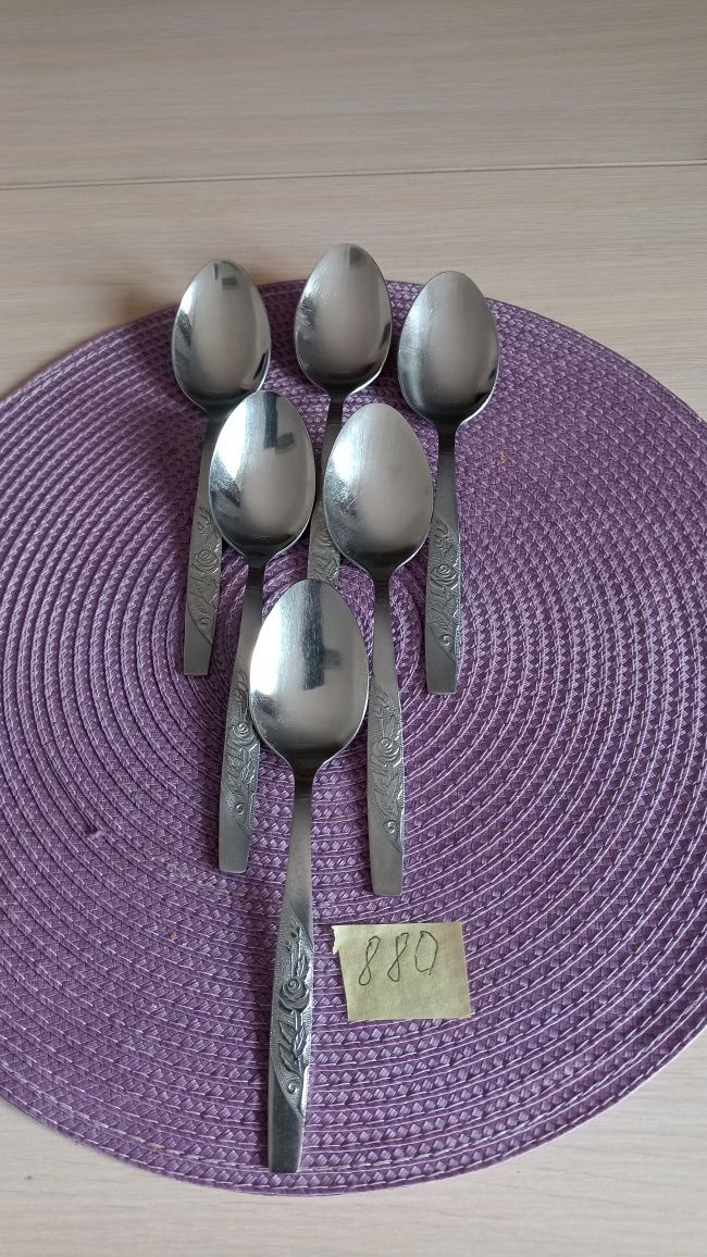 Komplet 6 szt łyżek obiadowe z czasów radzieckich ZSRR. Vintage. wzór