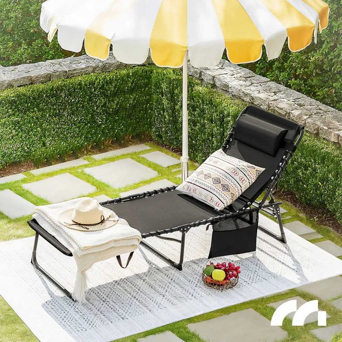 Розкладний садовий шезлонг, лежак Beach Chair Oasis сірий