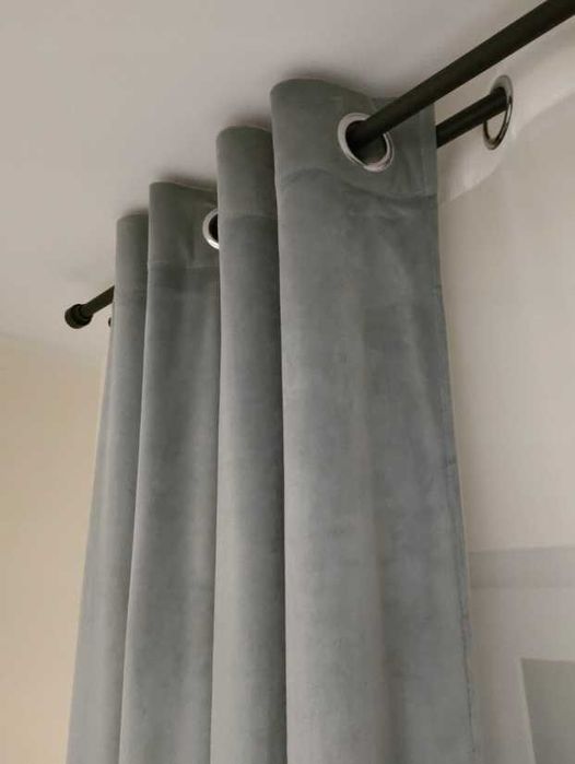 Grube zasłony półzaciemniające 140x250, 2 sztuki, welur szare jasne
