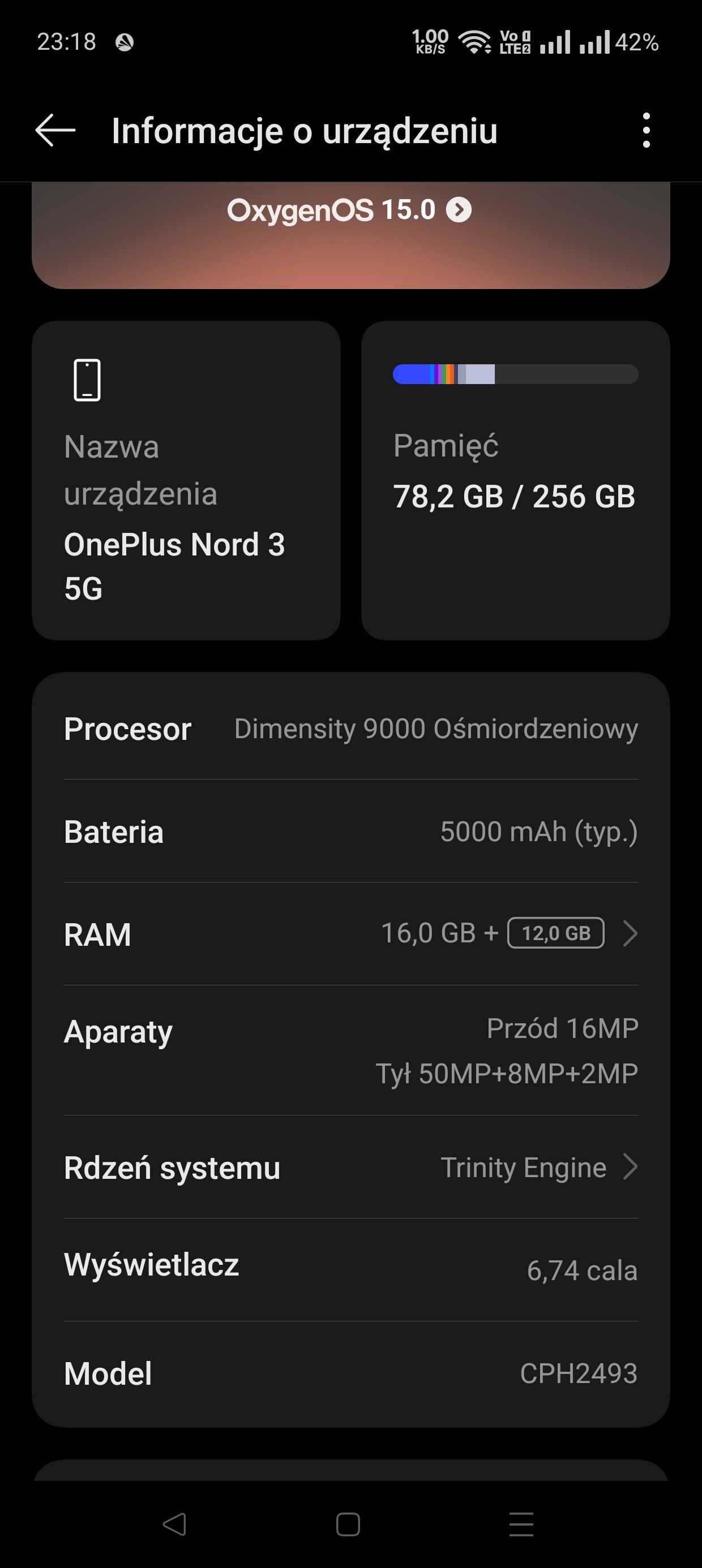 Smartfon Oneplus Nord3 16/256 5G - gwarancja !.