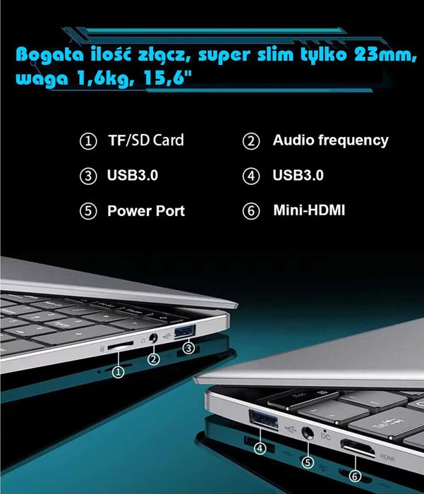 Notbook Intel N4000 15,6", 16GB RAM, 1TB SSD M2