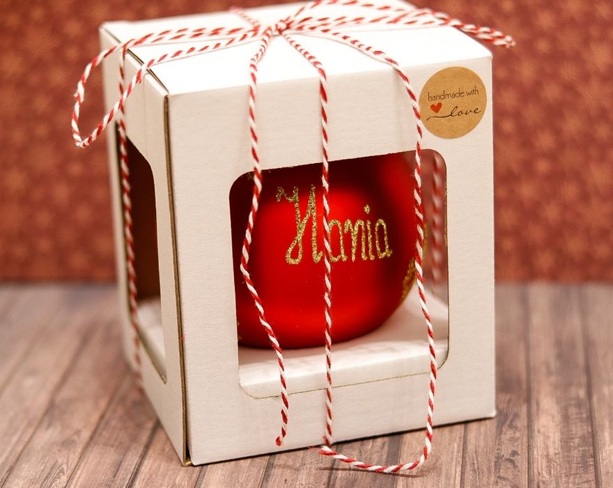 Bombka z misiem i imieniem