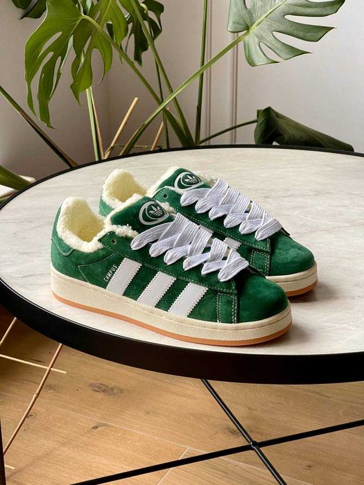 ЗНИЖКА! 40(25,5) Adidas Campus Green Fur зимові замшеві адідас кампус