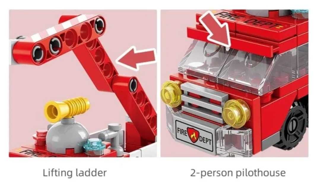 Klocki 6w1 samochód straż pożarna kompatybilne z Lego