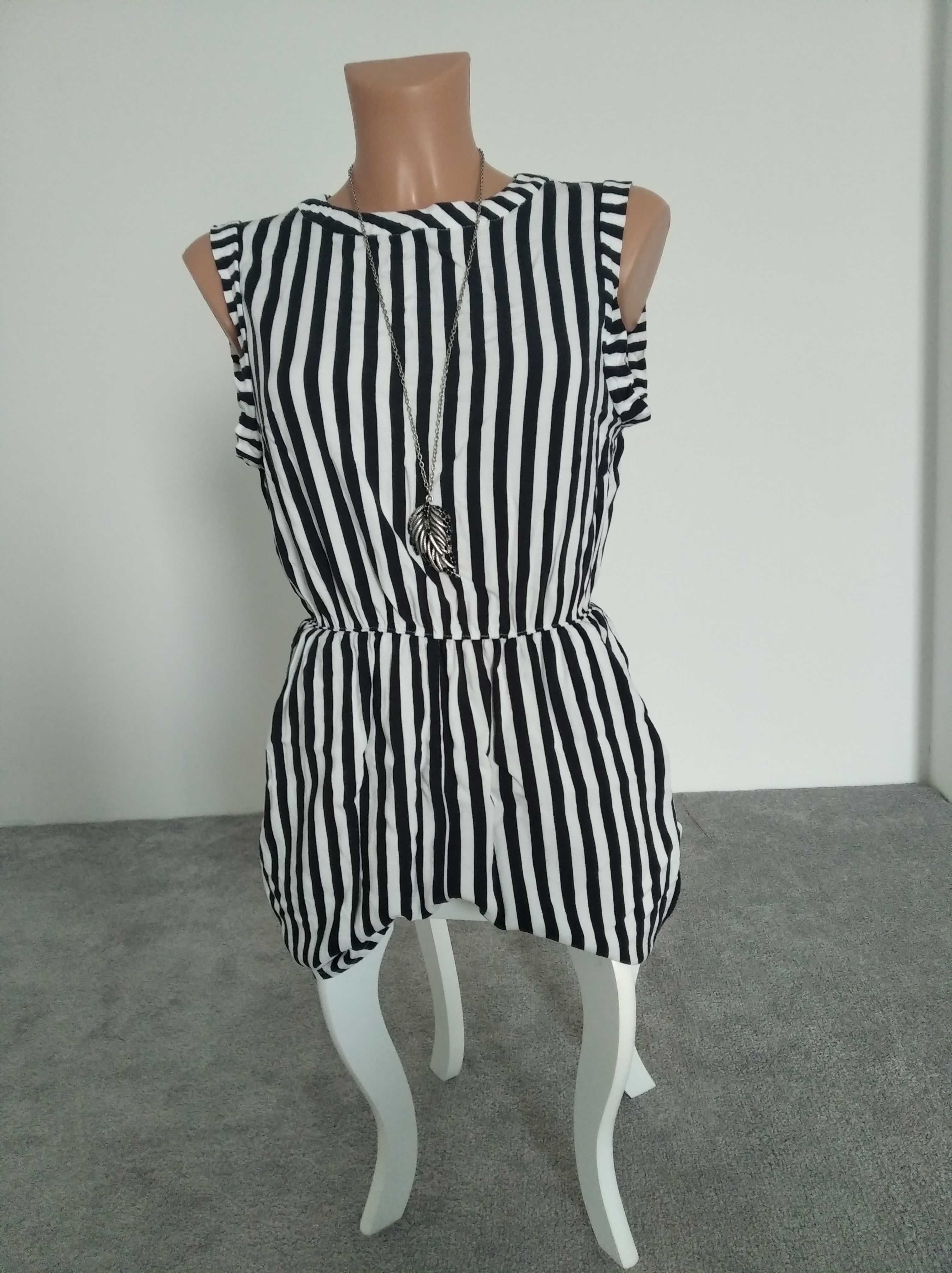 Kombinezon krótki w paski odkryte plecy H&M XS,S