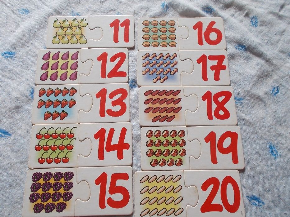 puzzle de 2 peças para contar números de 1 a 20