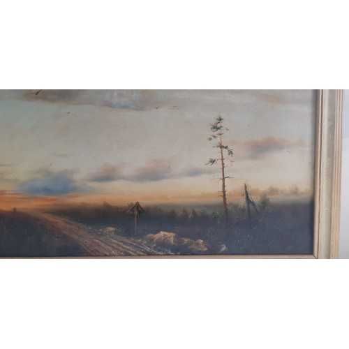 Картина Закат у дороги. Холст, масло, 1989 г.