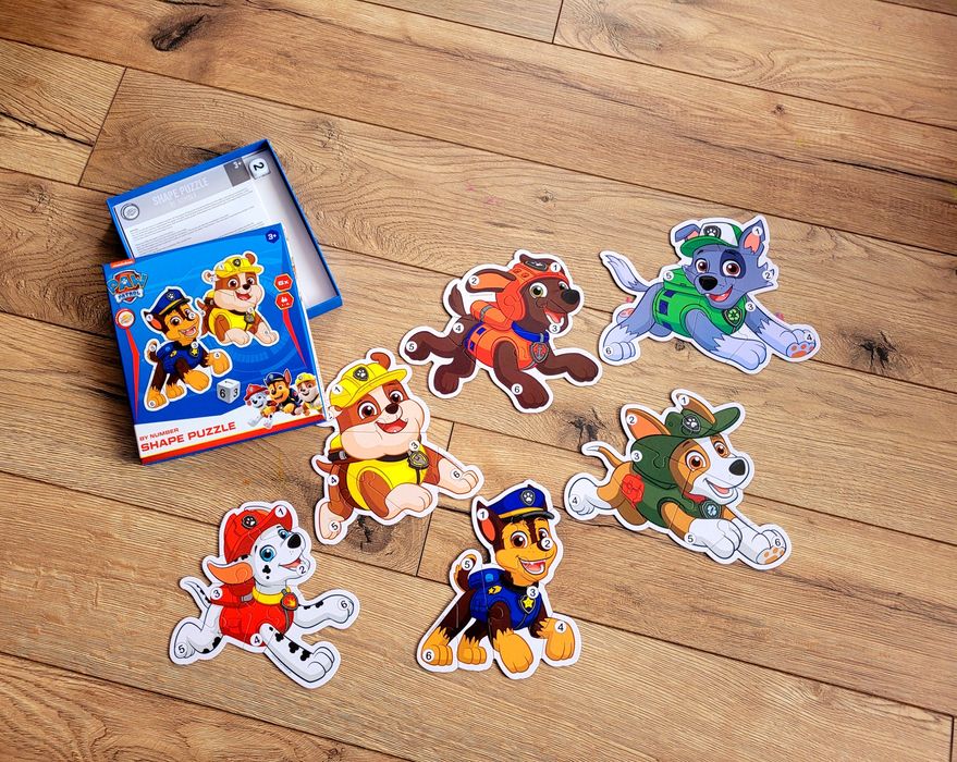 Puzzle Psi Patro z kostką l gra Paw Patrol układanie po numerach