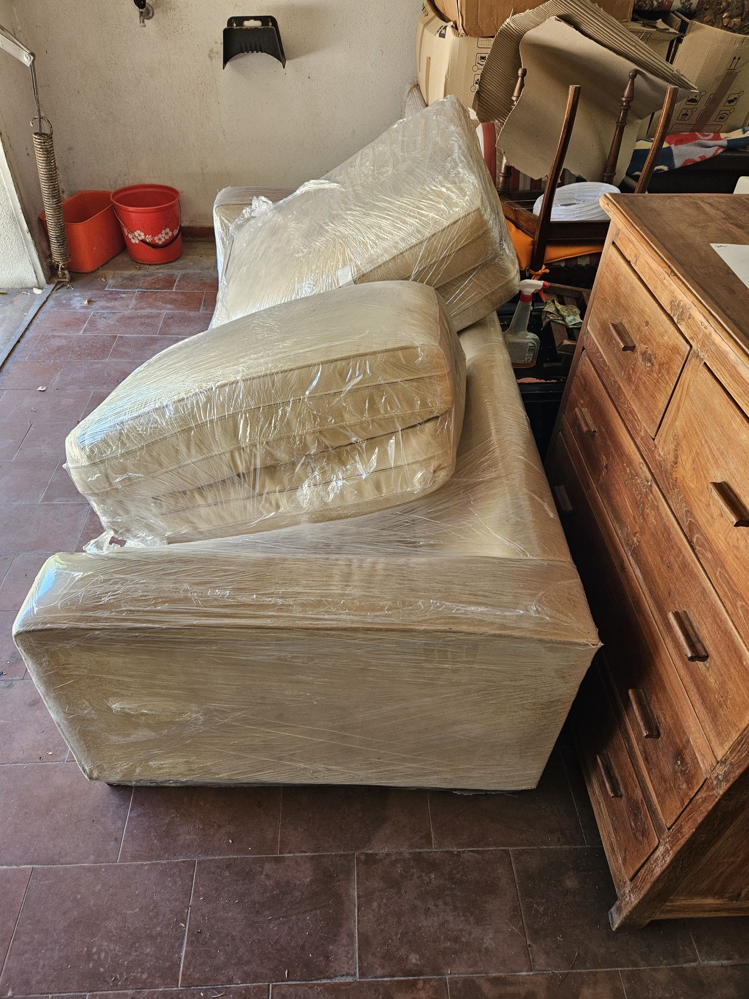 Sofá beje 58 x 195 x 90