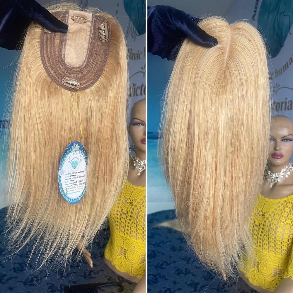 Натуральная накладка кожа шёлк славянские детские волосы блонд