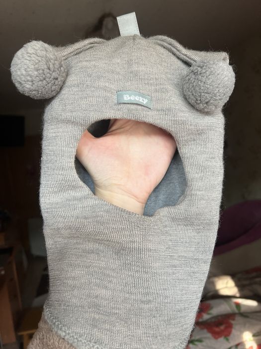 Шапка - шлем beezy размер 2 3-6 лет 50-53 см зимняя шерстяная